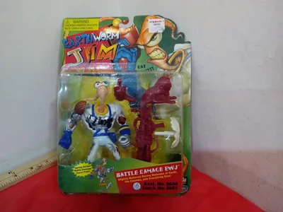 Earthworm Jim in Battle-Damaged Super Suit (Red accessoires)